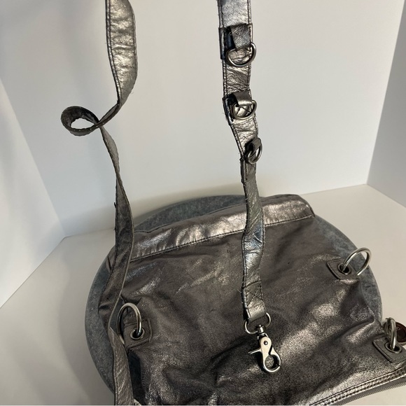 The Sak Metallic Grey Leather Crossbody Purse Bag - Picture 7 of 14